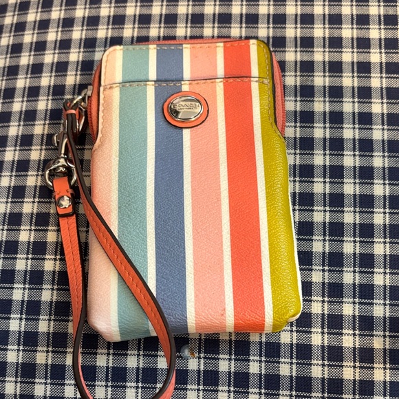 Coach Peyton Multicolor Striped Wristlet - Picture 2 of 7